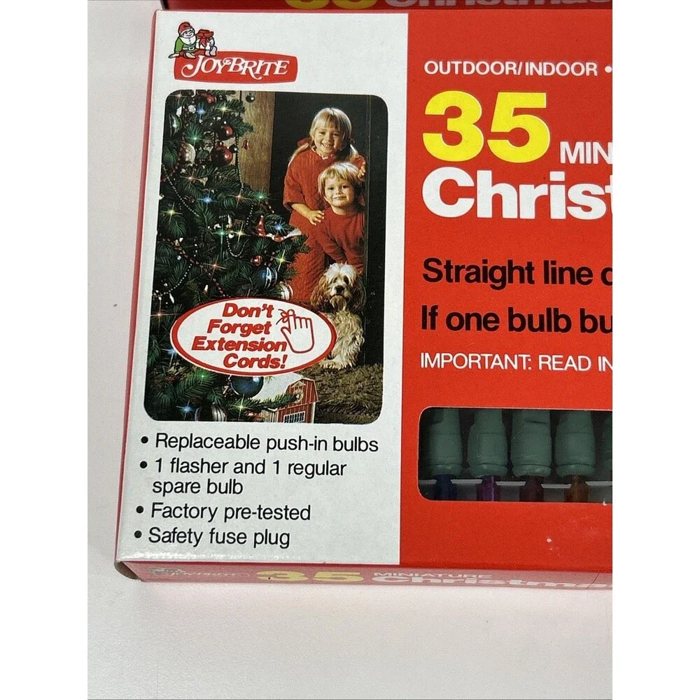 Lot Of 2 Joy Brite 35 Miniature Christmas Lights Multicolor Steady Flashing Vtg
